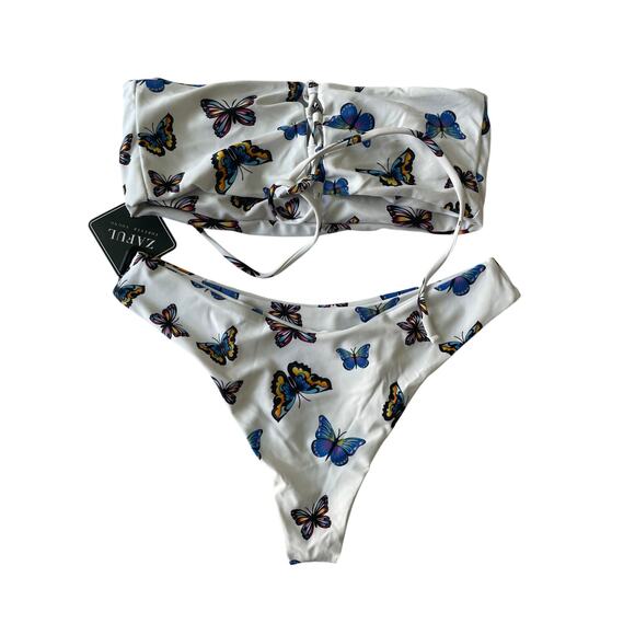 ZAFUL, SIZE 4, WHITE BUTTERFLY BIKINI, 2 PIECE - Picture 2 of 3